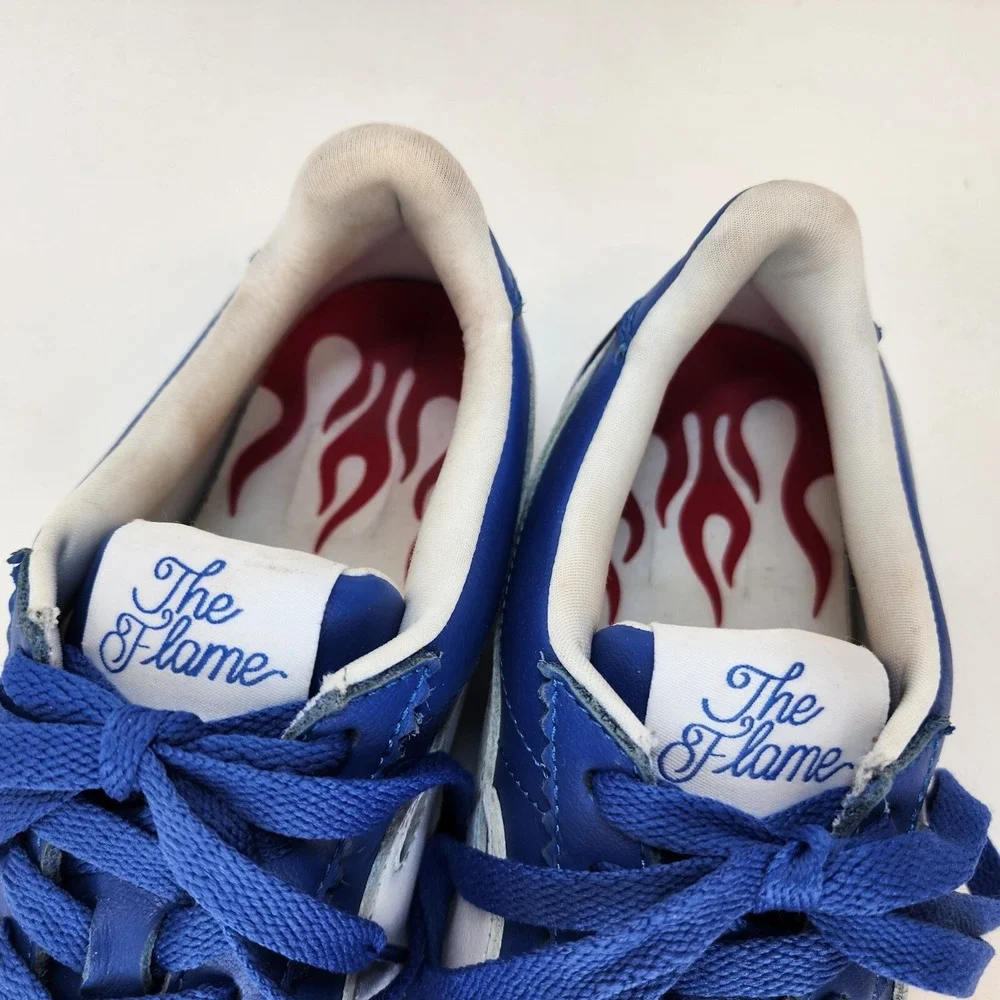 Mens Size 6 YG 4Hunnid The Flame Blue White Red Flame Design Sole Sneakers